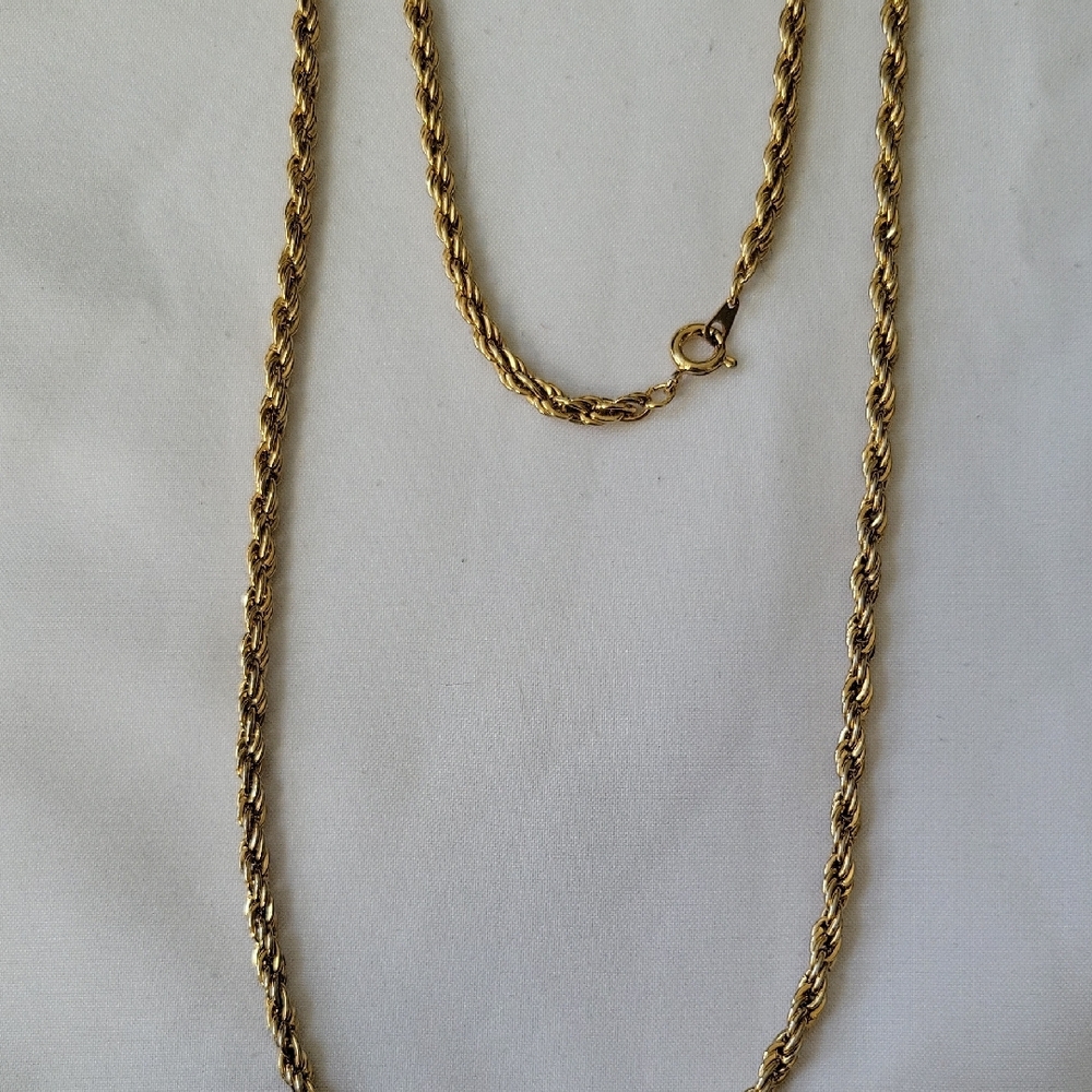 Vintage Elegant Gold Tone Rope Chain Necklace - Picture 3 of 4
